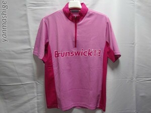 Brunswick [Sサイズ] ドライハーフジップシャツ 廃番[ピンクxレッド] ボウリングシャツ ブランズウィック サンブリッジ SUNBRIDGE