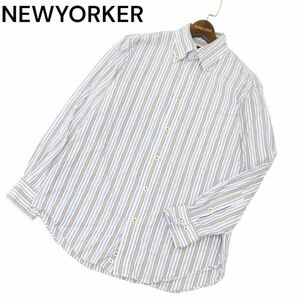 NEWYORKER ニューヨーカー 通年 長袖 ボタンダウン ストライプ★ シャツ Sz.L　メンズ　C4T04479_5#C