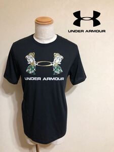 【未使用品】 UNDER ARMOUR HG アンダーアーマー ヒートギア 風神雷神 ビッグロゴ Tシャツ トップス サイズLG 半袖 黒 1363179