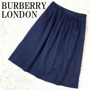 BURBERRY LONDON フレアスカート ネイビーバーバリーロンドン 紺色 コットン100％ 36 B7024