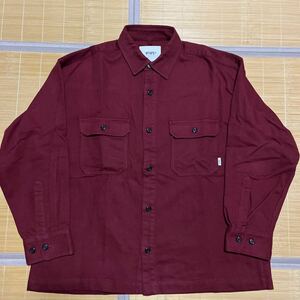 23AW WTAPS DECK 02 LS COTTON 3 L バーガンディー　WTVUA design blank シャツ　長袖シャツ　