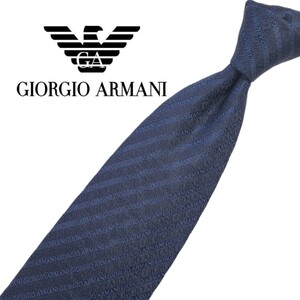  768/ 美品 GIORGIO ARMANI ジョルジオアルマーニ 中古 ネクタイ ロゴ 総柄