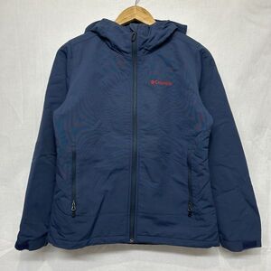 Columbia コロンビア ロング スリーブ 長袖 フル ジップ アップ フーディー ナイロン ジャケット M 紺 ネイビー アウトドア 登山 b20655