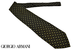 N-1346★送料無料★GIORGIO ARMANI CRAVATTE ジョルジオ アルマーニ★イタリア製 ブラック黒色 パターン柄 シルクネクタイ