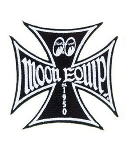 送料90円　MOON Equip Iron Cross Patch MOONEYES ムーンアイズ パッチ ワッペン [MQP001] BK