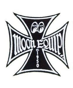 送料120円　MOON Equip Iron Cross Patch MOONEYES ムーンアイズ パッチ ワッペン [MQP001] BK