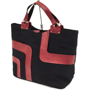SACS GS ハンドバッグ ナイロン×レザー セパレート 鞄 レディース ブラック レッド 手提げ ファッション小物