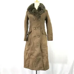 スペイン製★東欧商会★羊革/リアルムートンコート【42/レディースM/茶/brown】ロング丈/裏ボア/shearling Coat◆cBH440