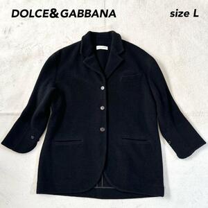 極美品 D&G DOLCE&GABBANA ドルチェ＆ガッパーナ ウール チェスターコート 40 Lサイズ相当 ブラック