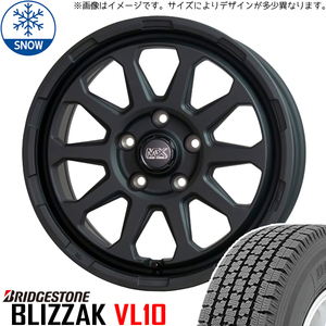 145/80R12 スタッドレスタイヤホイールセット ハイゼットジャンボ etc (BRIDGESTONE VL1 & MADCROSS RANGER 4穴 100)