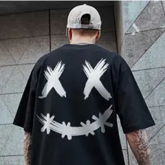 【人気商品】半袖　XL　オーバーサイズ　五分袖　黒　ストリート　Tシャツ　韓国