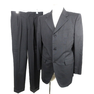 タケオキクチ スーツ セットアップ 上下 ジャケット テーラード シングル パンツ ロールアップ ウール ストライプ 3 黒 グレー メンズ