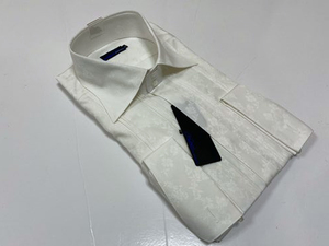【長0134】NWL631-01■Lサイズ■白系■News elegance 綿100％ 長袖ドレスシャツ　日本製