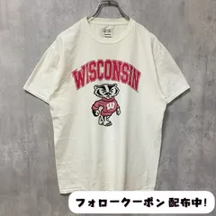 古着 used　WISCONSIN　半袖カレッジプリントTシャツ　白T　ホワイト　レトロ　デザイン　個性的　クルーネック　春夏服