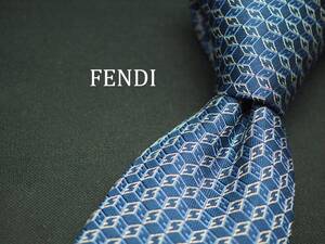 美品【FENDI フェンディ】 C1890 ロゴ ネイビー SILK ブランド ネクタイ 古着 良品