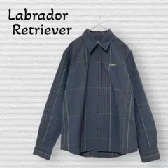 0781【Labrador Retriever】長袖シャツ チェック柄 紺色 M