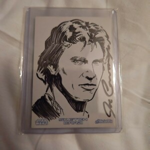 超激レア 2011 StarWars Han Solo ハンソロ SSP 1/1 Fan Days Sketch アーチストサイン付き かっこいい