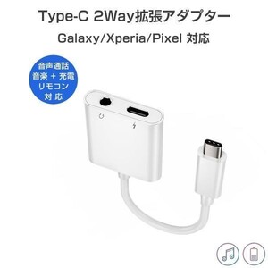 Type C イヤホン変換アダプター イヤホンジャック 2in1C 3.5mm 拡張 変換ケーブル リモコン対応 Android/iPad Pro 1ヶ月保証「C-3.5C.D」