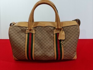 GUCCI グッチ シェリーライン ボストンバッグ オールドグッチ GG柄 ハンドバッグ