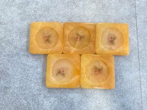 上品★ GENUINE ALABASTER 大理石 コースター 5個 バラ オレンジ 雑貨 アラバスター ☆ちょこオク☆雑貨80