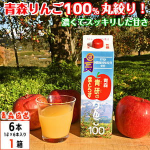 リンゴジュース 青研の葉とらずりんごジュース ストレート100%果汁 1000g 6本入 1ケース 青森県産 青研 無添加