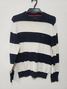 TOMMY HILFIGER トミーヒルフィガー ニット セーター スウェット USED 紺白 M ボーダー