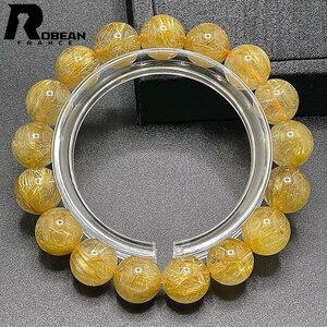 綺麗 EU製 定価16万円★ROBEAN・タイチンルチル★黄金針水晶 金運 幸運 ゴールド ブレスレット パワーストーン 綺麗 11.8-12.3mm C603842