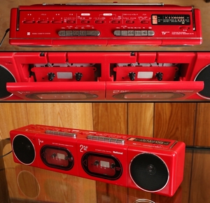 AMラジオ受信確認済み！ナショナル【National】ダブルラジカセ (RX-F11)TV-FM-AM STEREO RADIO CASSETTE RECORDER 昭和レトロ