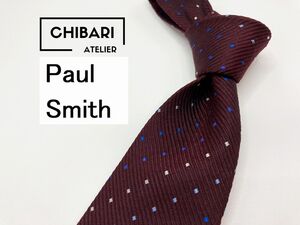 【超美品】PaulSmith　ポールスミス　ドット柄 ネクタイ 3本以上 送料無料 メンズ ワインレッド　1205182