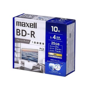 マクセルmaxell 録画用ブルーレイディスク BD-R（1～4倍速対応）10枚パック｜BRV25WPG.10S 13-3239