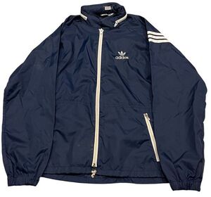 SS64 adidas 70s 80s ナイロンジャケット ウインドブレーカー アディダス デサント製 ジップアップ ネイビー おしゃれ CBOY Y2K