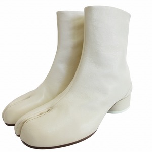 未使用品 メゾンマルジェラ 22 Maison Margiela タグ付 23SS TABI BOOTS ヴィンテージレザー 足袋ブーツ 3cmヒール クリーム 36 23.0