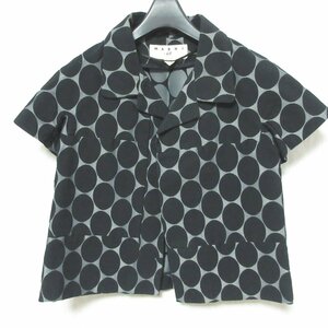 美品 MARNI at H&M マルニ ×エイチ＆エム コラボ ドット柄 半袖 シャツジャケット ブルゾン 小さいサイズ EU32 ブラック系 ◆