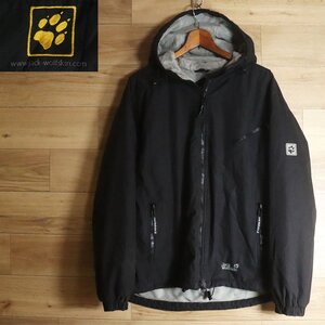 @7R/R6.14-3　Jack Wolfskin　ジャックウルフスキン　ジップアップパーカー　裏フリース　ジャンパー　ブルゾン　フーディー　L　ブラック