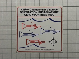 外国 古いステッカー：1990 潜水 潜水技術 ヨーロッパ選手権 スキューバ ダイビング フランス ビンテージ カスタム 海外 +Eg