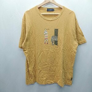 ◇ Paul Smith ポールスミス イラスト プリント クルーネック 半袖 Tシャツ サイズXL マスタード レディース E