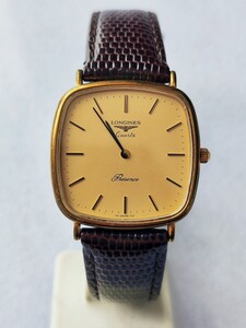 稼働品 ロンジン PRESENCE メンズ腕時計 ゴールド文字盤 新品電池 3456 LONGINES