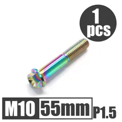 64チタン合金ボルト M10×55mm P1.5 並目 フランジボルト ゆうパケット発送 焼き色付き レインボー Ti-6Al-4V