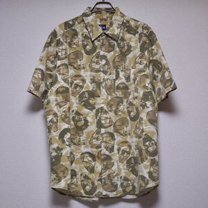 希少 Vintage OLD STUSSY Reggae Jamaica Face柄 SHIRT Size XL ステューシー レゲエ ジャマイカ シャツ 総柄 90s USA製 アメリカ製 米国製