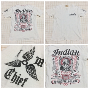 送料230円～ ※ジャンク Mサイズ Tシャツ INDIAN MOTOCYCLE インディアンモーターサイクル インディアン 半袖Tシャツ アメリカン バイク