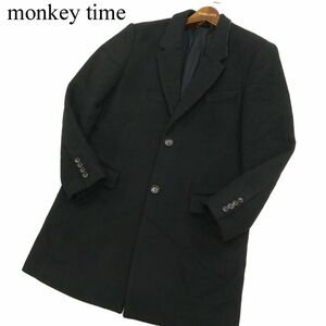 monkey time モンキータイム ユナイテッドアローズ 秋冬 シャギーメルトン ウール★ 2B チェスター コート Sz.S　メンズ 黒　C2T10932_A#N