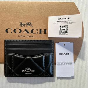 ☆新品★2023年　COACH コーチ　カードケース　パスケース　キルティングデザイン　黒