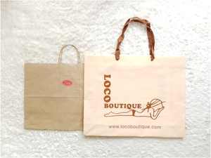 ☆美品ハワイ購入ロコブティックLOCO BOUTIQUEショップ袋2枚セット紐付きビニールショルダーバッグ海水浴ビキニ水着プールバッグリゾート☆