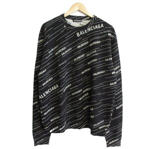 BALENCIAGA バレンシアガ Jacquard Logo Oversized Crewneck Knit ロゴ総柄 ニット セーター サイズ M ブラック系