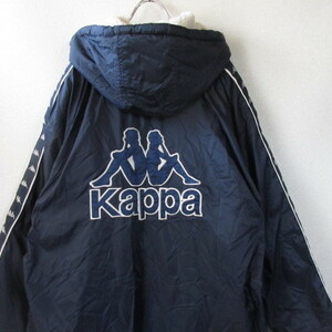 ○良品 90s Kappa カッパ◆ベンチコート 裏ボア 中綿入り あたたかい 防寒 スポーツ 90年代ファッションなど◆メンズ ネイビー Mサイズ