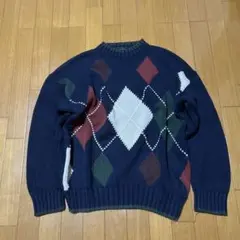 ［肉厚］WOODS & GRAY XL コットンニット アーガイル