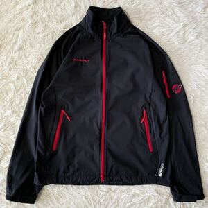 L相当★MAMMUT Softech Tough Light Jacket マムート ソフテック タフ ライト ジャケット ブルゾン ウインドブレーカー 黒 赤 メンズ ロゴ