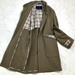 バーバリーブルーレーベル メルトンコート ロングコート ノバチェック ウール カーキベージュ系 レディース BURBERRY BLUE LABEL B0095