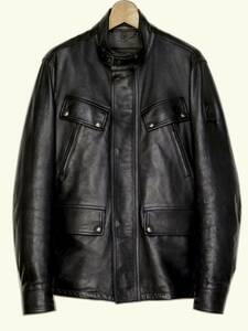 英BELSTAFF / レザーライダース＊50(XL) オイルドソフトカーフ革 4フラップ&2ジップポケット ウエストタブ ◎試着程度 ダメージなし 極美品