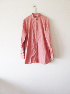 JIL SANDER / ジル・サンダー ノーカラーシャツ 32 PINK * レディース ブラウス コットン 長袖